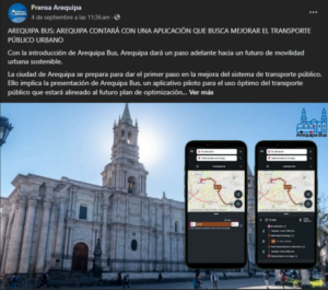 Read more about the article Prensa Arequipa: Arequipa contará con una aplicación que busca mejorar el transporte urbano.
