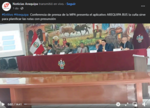Read more about the article Noticias Arequipa: Conferencia de prensa de la MPA presenta el aplicativo AREQUIPA BUS la cuña sirve para planificar las rutas con presunción.