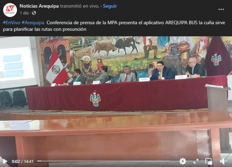 Read more about the article Noticias Arequipa: Conferencia de prensa de la MPA presenta el aplicativo AREQUIPA BUS la cuña sirve para planificar las rutas con presunción.