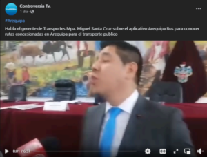 Read more about the article Controversia Tv: Habla el gerente de Transportes Mpa. Miguel Santa Cruz sobre el aplicativo Arequipa Bus para conocer rutas concesionadas en Arequipa para el transporte publico