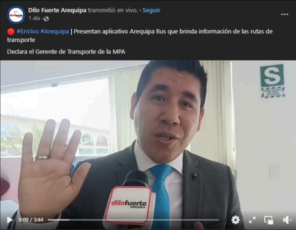 Read more about the article Dilo Fuerte Arequipa: Presentan aplicativo Arequipa Bus que brinda información de las rutas de transporte.