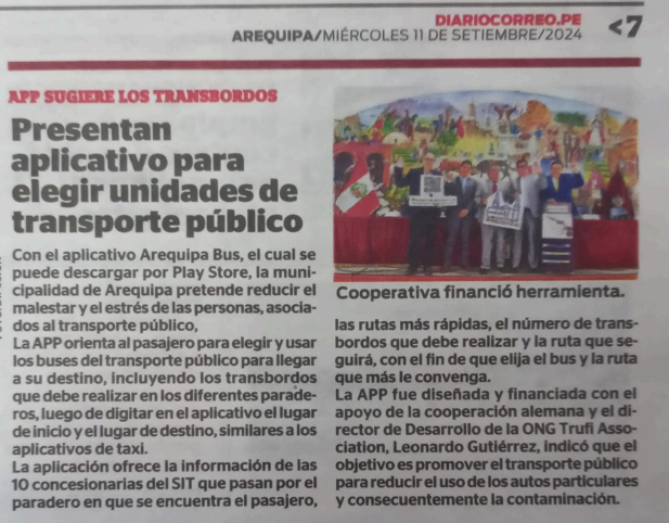 Read more about the article DIARIO CORREO: Presentan aplicativo para elegir unidades de transporte público.