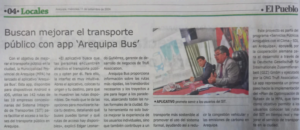 Read more about the article El Pueblo: Buscan mejorar el transporte público con app “Arequipa Bus”.